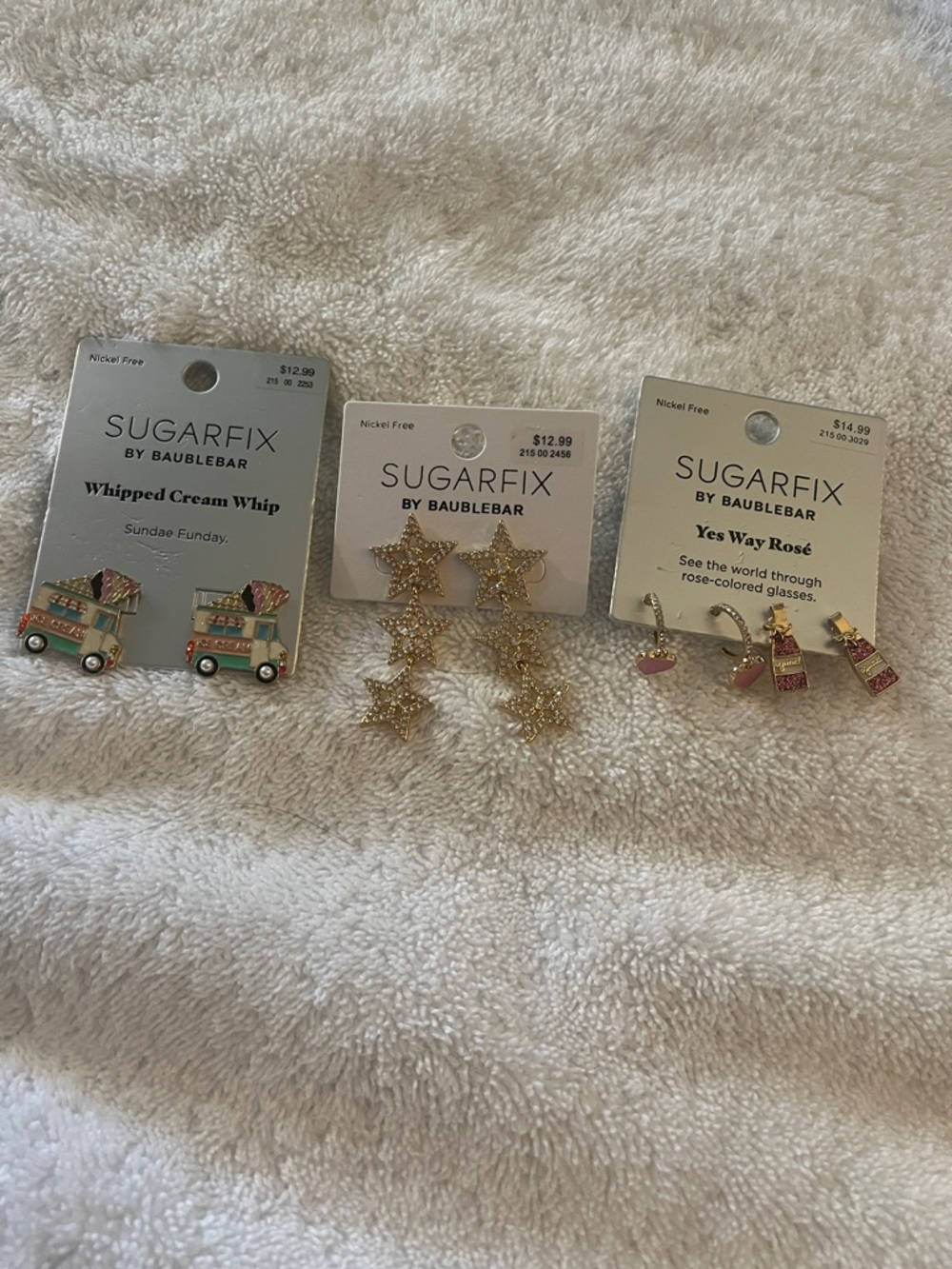 NWT SUGARFIX by BaubleBar Jewelry Lot Earrings Yes Way Rose, Whipped Cream Whip